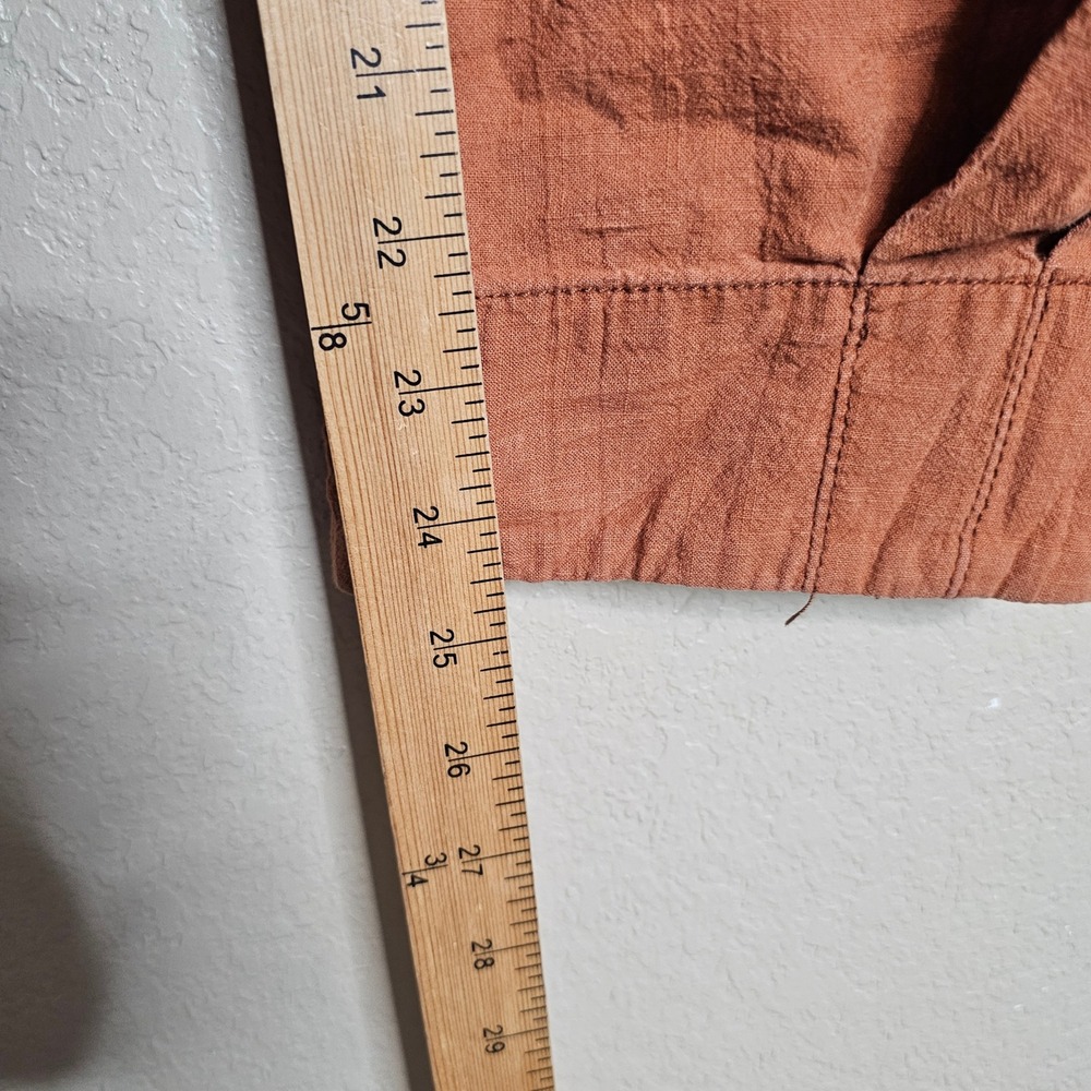 Free People 4 Double Buckle Soft Pants Pleated Tapered Rust Orange Cropped - Picture 9 of 12